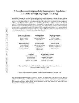 A Deep Learning Approach to Geographical Candidate Selection through
  Toponym Matching