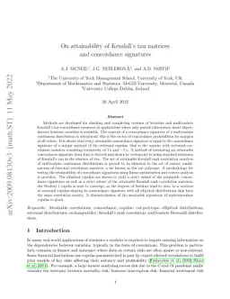 On attainability of Kendall's tau matrices and concordance signatures