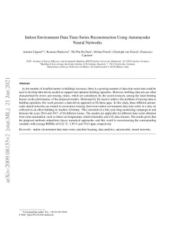 Indoor environment data time-series reconstruction using autoencoder
  neural networks