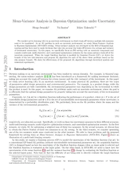 Mean-Variance Analysis in Bayesian Optimization under Uncertainty