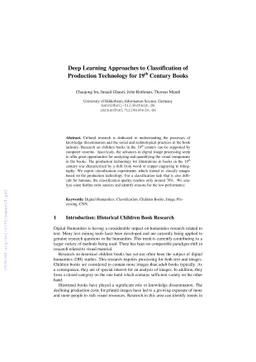 Deep Learning Approaches to Classification of Production Technology for
  19th Century Books