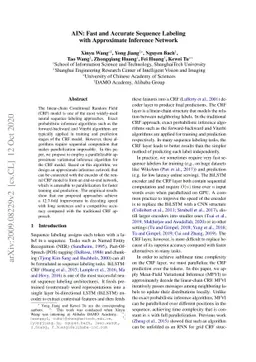 AIN: Fast and Accurate Sequence Labeling with Approximate Inference
  Network
