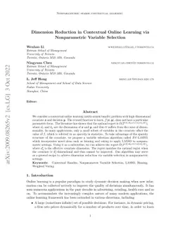 Dimension Reduction in Contextual Online Learning via Nonparametric
  Variable Selection