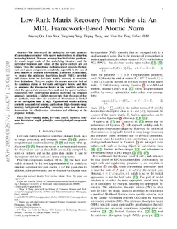 Low-Rank Matrix Recovery from Noise via an MDL Framework-based Atomic
  Norm