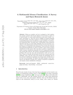 A Multimodal Memes Classification: A Survey and Open Research Issues