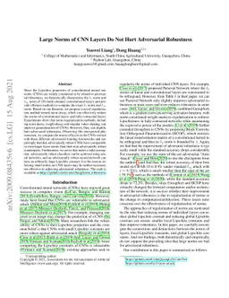 Large Norms of CNN Layers Do Not Hurt Adversarial Robustness