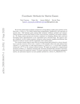 Coordinate Methods for Matrix Games