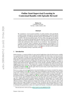 Online Semi-Supervised Learning in Contextual Bandits with Episodic
  Reward