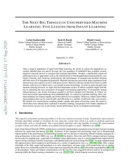 The Next Big Thing(s) in Unsupervised Machine Learning: Five Lessons
  from Infant Learning