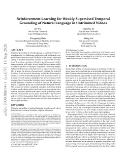 Reinforcement Learning for Weakly Supervised Temporal Grounding of
  Natural Language in Untrimmed Videos