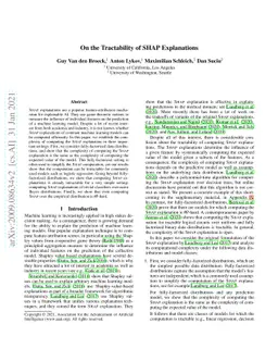 On the Tractability of SHAP Explanations