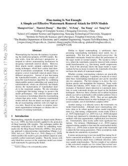 Fine-tuning Is Not Enough: A Simple yet Effective Watermark Removal
  Attack for DNN Models