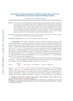 Joint Online Parameter Estimation and Optimal Sensor Placement for the
  Partially Observed Stochastic Advection-Diffusion Equation