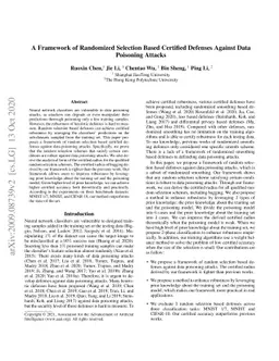 A Framework of Randomized Selection Based Certified Defenses Against
  Data Poisoning Attacks