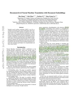 Document-level Neural Machine Translation with Document Embeddings