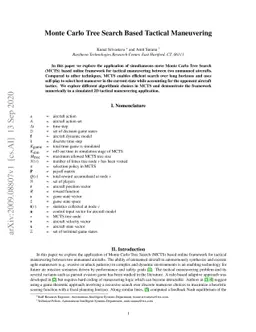 Monte Carlo Tree Search Based Tactical Maneuvering