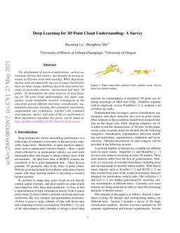 Deep Learning for 3D Point Cloud Understanding: A Survey