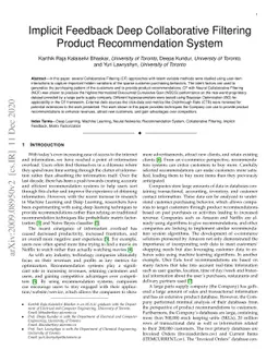 Implicit Feedback Deep Collaborative Filtering Product Recommendation
  System