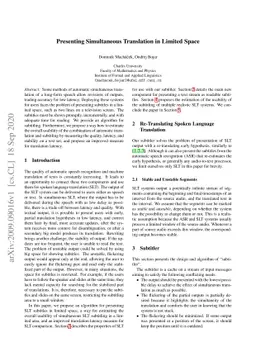 Presenting Simultaneous Translation in Limited Space