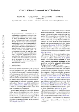 COMET: A Neural Framework for MT Evaluation