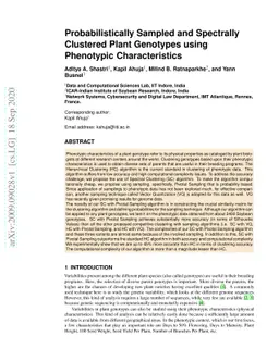Probabilistically Sampled and Spectrally Clustered Plant Genotypes using
  Phenotypic Characteristics