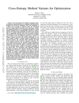 Cross-Entropy Method Variants for Optimization