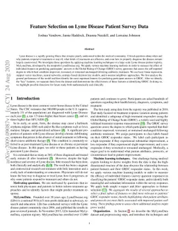 Feature Selection on Lyme Disease Patient Survey Data
