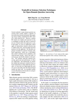Tradeoffs in Sentence Selection Techniques for Open-Domain Question
  Answering