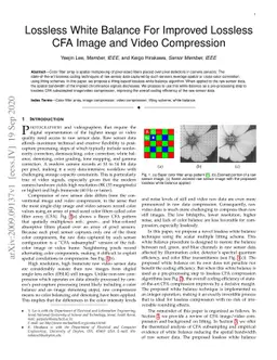 Lossless White Balance For Improved Lossless CFA Image and Video
  Compression