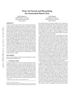 Prior Art Search and Reranking for Generated Patent Text
