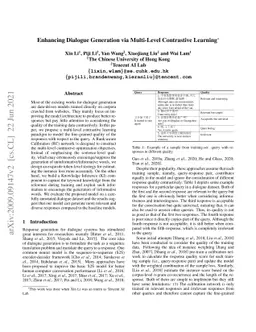 Enhancing Dialogue Generation via Multi-Level Contrastive Learning