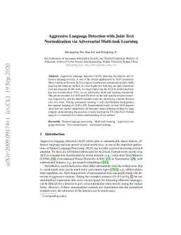 Aggressive Language Detection with Joint Text Normalization via
  Adversarial Multi-task Learning