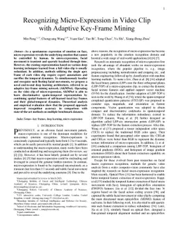 Recognizing Micro-Expression in Video Clip with Adaptive Key-Frame
  Mining