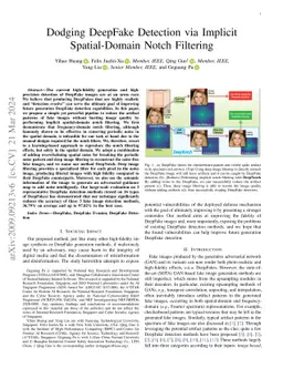Dodging DeepFake Detection via Implicit Spatial-Domain Notch Filtering