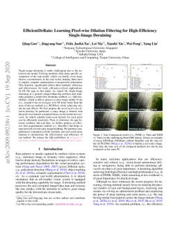 EfficientDeRain: Learning Pixel-wise Dilation Filtering for
  High-Efficiency Single-Image Deraining
