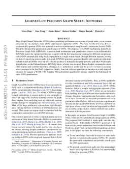 Learned Low Precision Graph Neural Networks
