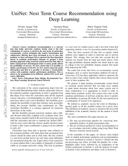 UniNet: Next Term Course Recommendation using Deep Learning