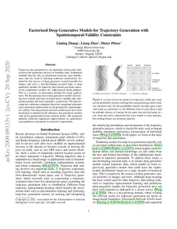 Factorized Deep Generative Models for Trajectory Generation with
  Spatiotemporal-Validity Constraints