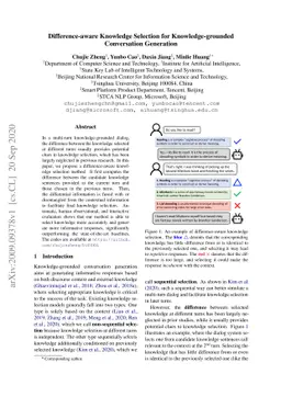 Difference-aware Knowledge Selection for Knowledge-grounded Conversation
  Generation