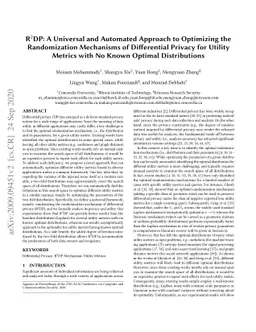 R$^2$DP: A Universal and Automated Approach to Optimizing the
  Randomization Mechanisms of Differential Privacy for Utility Metrics with No
  Known Optimal Distributions