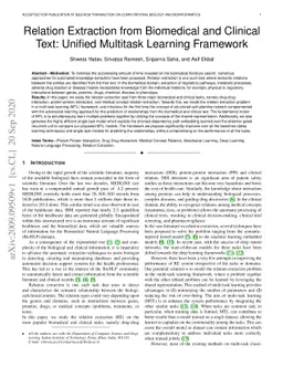 Relation Extraction from Biomedical and Clinical Text: Unified Multitask
  Learning Framework