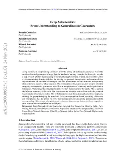 Deep Autoencoders: From Understanding to Generalization Guarantees