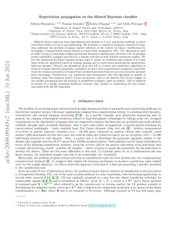 Expectation propagation on the diluted Bayesian classifier