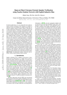 Open-set Short Utterance Forensic Speaker Verification using
  Teacher-Student Network with Explicit Inductive Bias