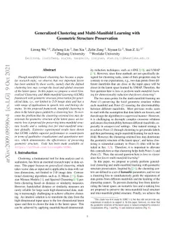 Generalized Clustering and Multi-Manifold Learning with Geometric
  Structure Preservation