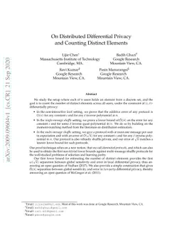On Distributed Differential Privacy and Counting Distinct Elements