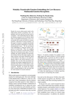 Modality-Transferable Emotion Embeddings for Low-Resource Multimodal
  Emotion Recognition
