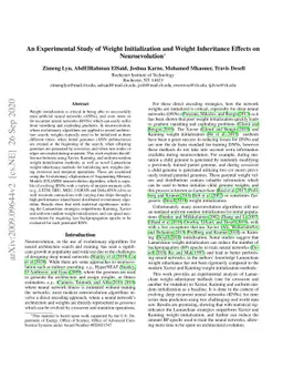 An Experimental Study of Weight Initialization and Weight Inheritance
  Effects on Neuroevolution