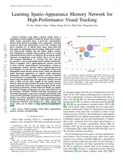 Learning Spatio-Appearance Memory Network for High-Performance Visual
  Tracking