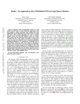 Ranky : An Approach to Solve Distributed SVD on Large Sparse Matrices